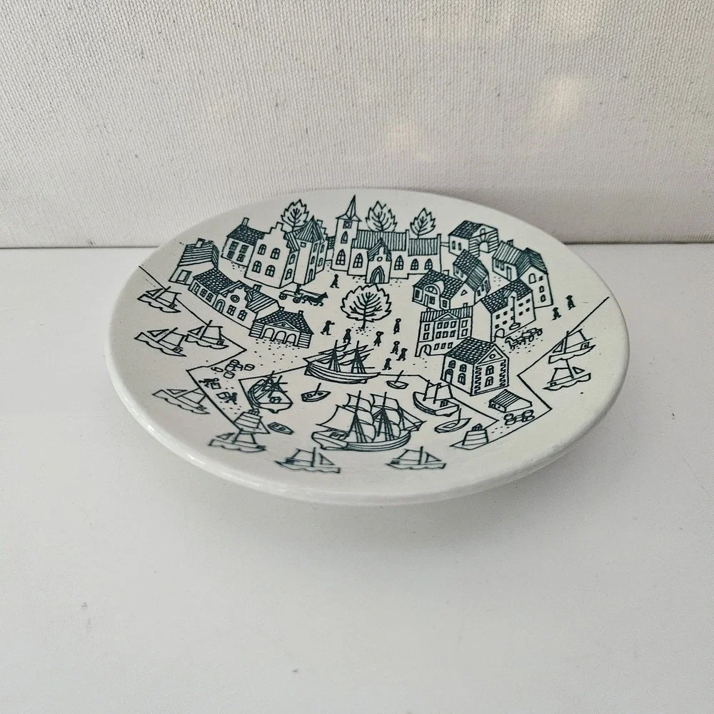 Vintage Nymolle Art‎ Faience Hoyrup Plate Trinket Dish Ltd Ed 4006 Denmark Boats